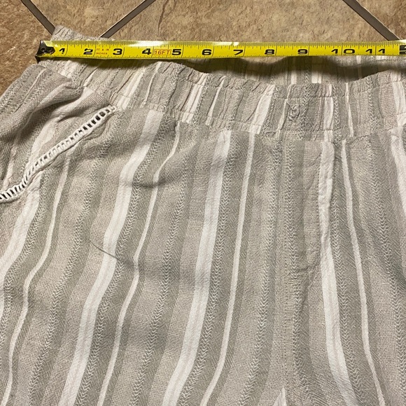Briggs New York Linen Blend Wide Leg Cozy Large Striped Pants - Picture 7 of 10